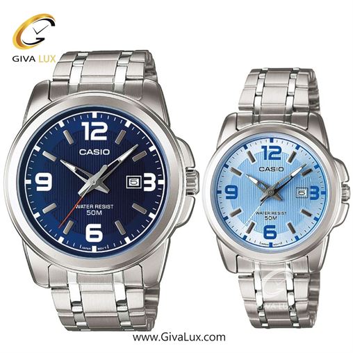 ساعت مچی اورجینال ست کاسیو Casio نقره ای | نقره ای| آبی| کد رفرنس زنانه: LTP-1314D-2AVDF، مردانه: MTP-1314D-2AVDF